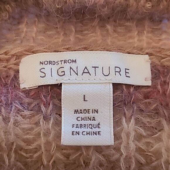 Nordstrom Signature Open Stitch Mock Neck Sweater Rustic Pink Multi Size L & XL - Picture 11 of 16